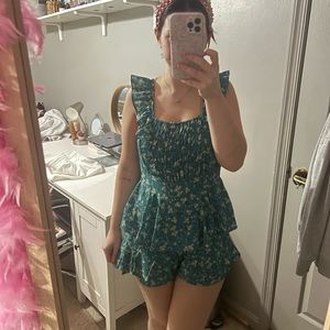 green floral romper
